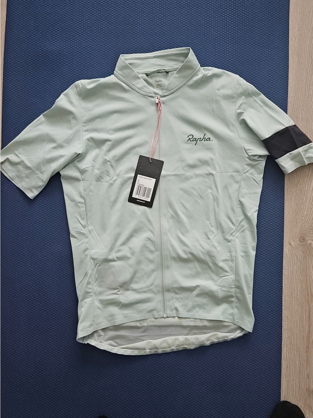 Rapha Mint Green Short Sleeve Cycling Jersey with Black Sleeve Band